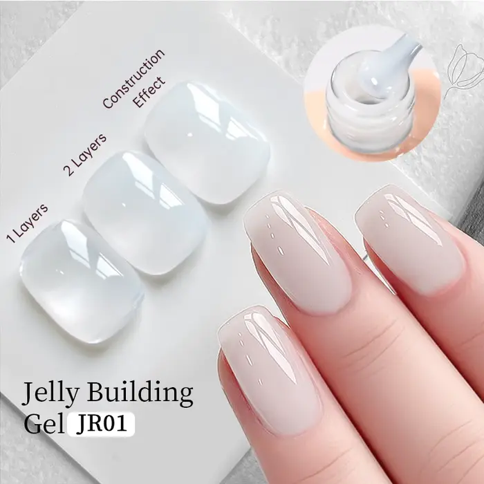 UR SUGAR Gel de construction en gelée 15ml, couleur nude blanc laiteux, pour construction et renforc