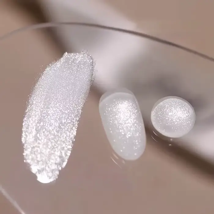 Vernis à ongles gel blanc laiteux 12 ml - Finition ultra brillante avec paillettes fines et scintillantes - Nouveau