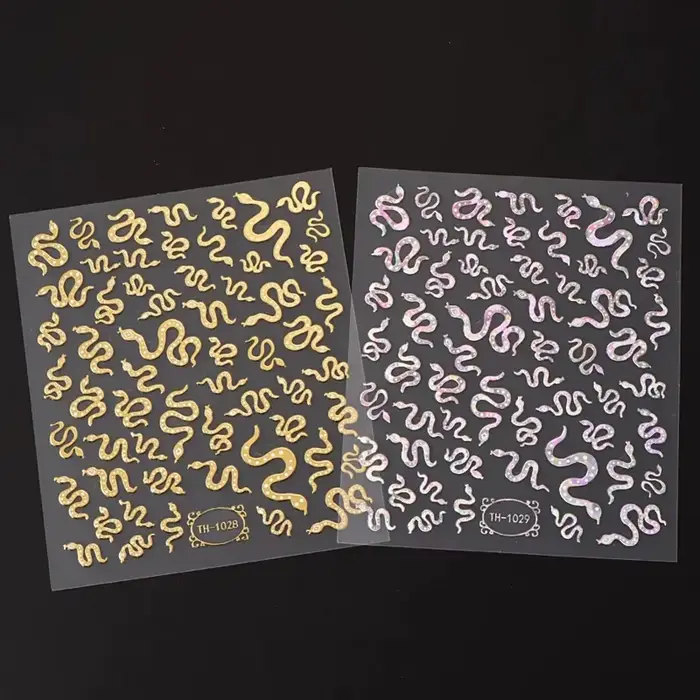 Autocollants pour ongles 3D Laser Sakura – Design peau de serpent holographique