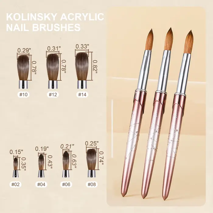Brosse à ongles en acrylique Kolinsky