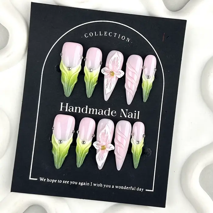 Faux ongles roses avec dégradés