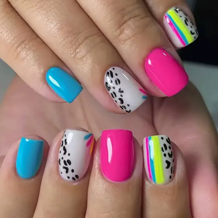 24 pièces/ensemble court carré ballet faux ongles dégradé bleu violet vert rose automne été couvertu