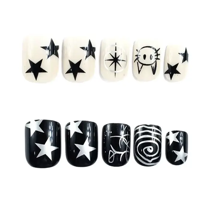 24 pièces de faux ongles carrés pour nail art