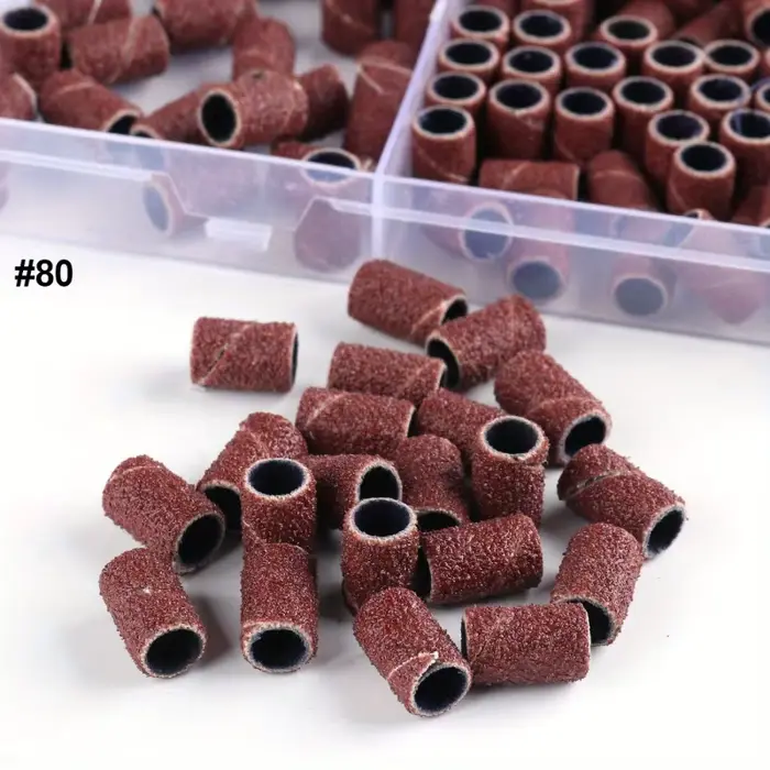 210 pièces bandes de capuchon de ponçage des ongles 80 ''/120''/180 ponceuse forets