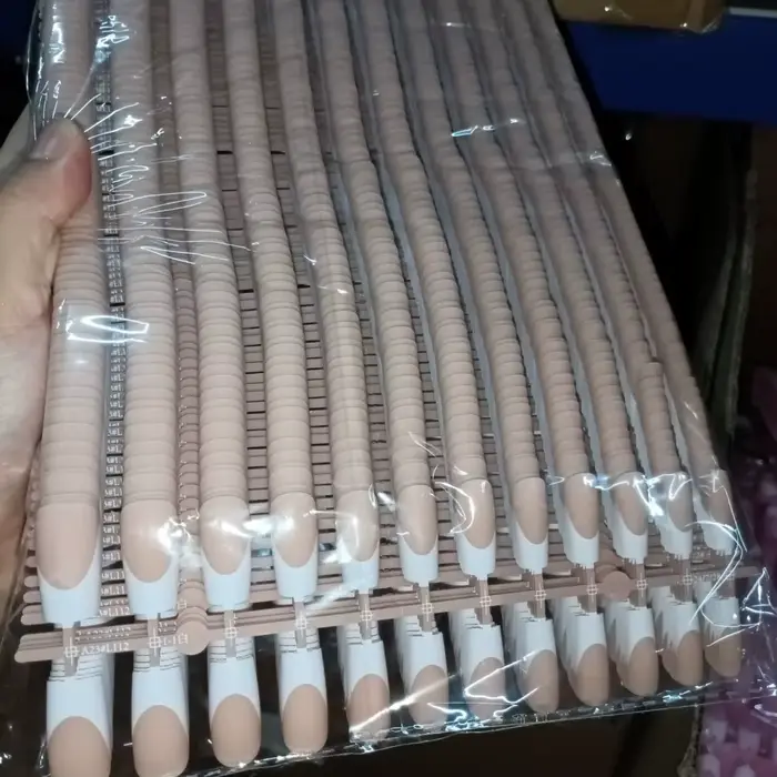120 pièces rose pointe française ongles à pression longueur moyenne forme carrée avec finition brill