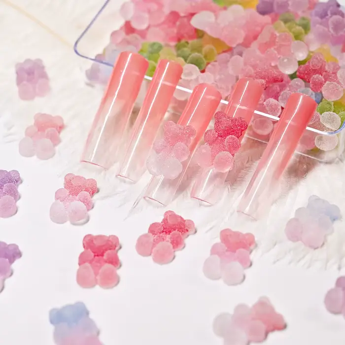 Breloques pour Nail Art, ours gommeux dégradé, Y2K, ours Kawaii, Design en résine, strass, bricolage