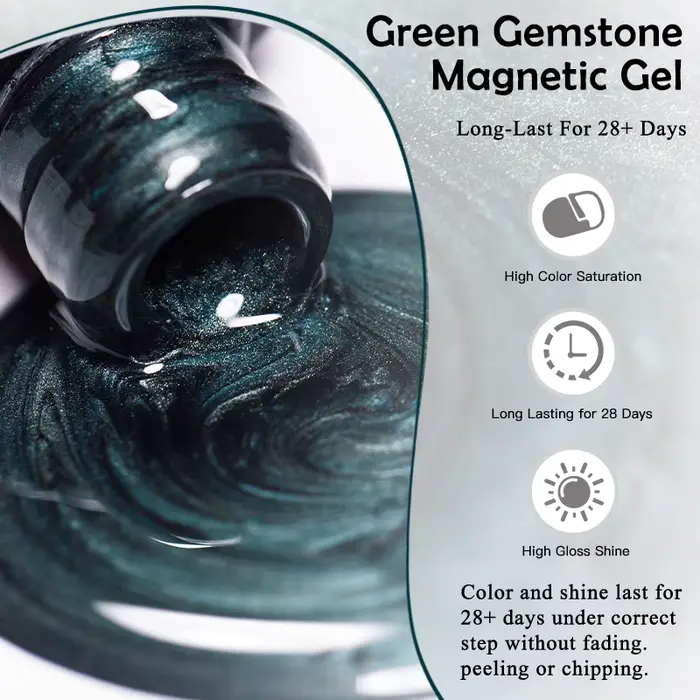 Vernis à ongles semi-permanent magnétique en gel UV/LED 8ml vert émeraude effet cristal pour salon de manucure DIY