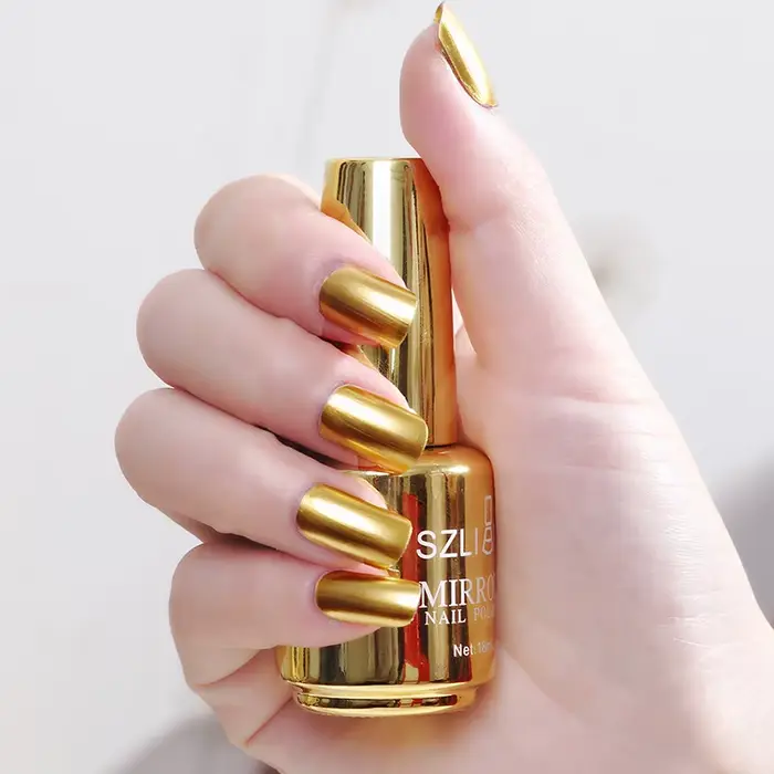 Vernis à ongles métallique effet miroir violet Rose or argent