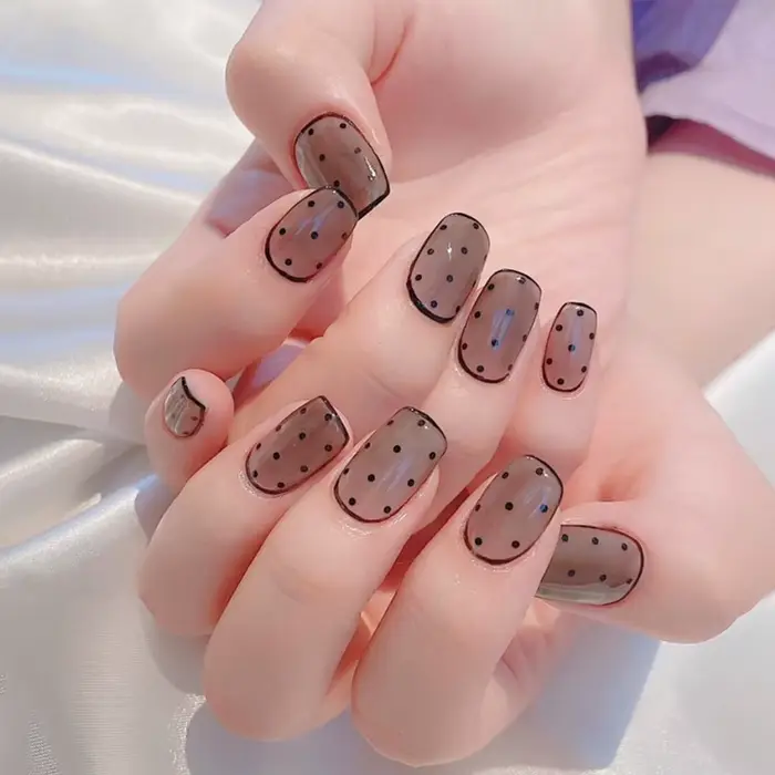 24 pièces brillant moyen carré presse sur ongles rose Style français faux