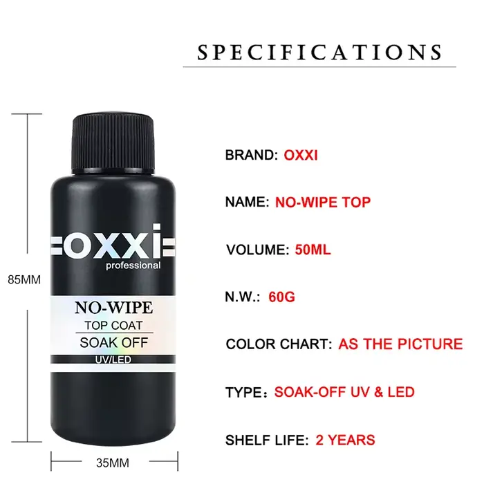 OXXI Base en caoutchouc épais et sans lingette vernis à ongles Gel dernier 50ml Nail Art couche de finition y