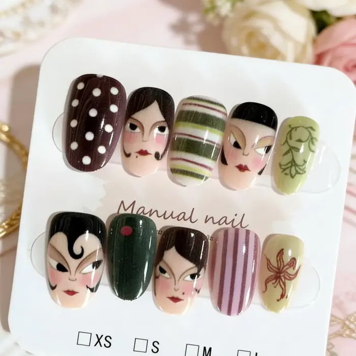 10 pièces de faux ongles ovales pressés à la main