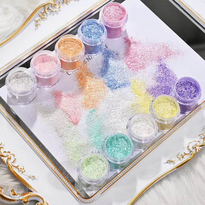 10 couleurs coloré opale ongles paillettes poudre lavande/rose/argent/bleu