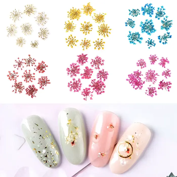 Fleurs séchées en 3D pour décoration des ongles