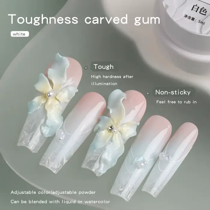 5ml 3D fleur Gel antiadhésif sculpture colle perle blanc Satin Nail Art bricolage