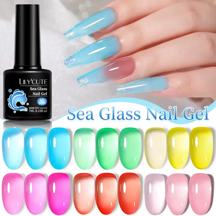 LILYCUTE 7ML gelée verre Gel vernis à ongles Semi-transparent bleu mer