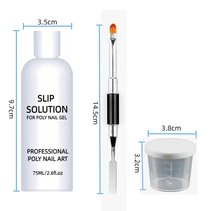 Solution de glissement pour ongles 75 ml pour extension de polygel, gel UV, outils de manucure et de