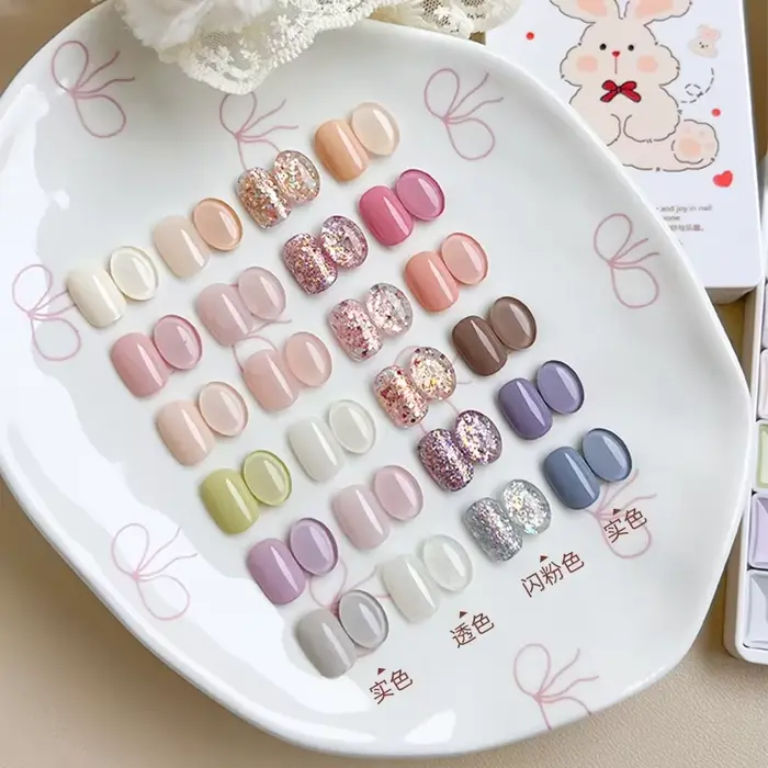 NAIL & YOLLY 24 couleurs noël solide Gel paillettes UV Gel vernis Palette japonais ongles crème Art Semi Permanent tremper Gel