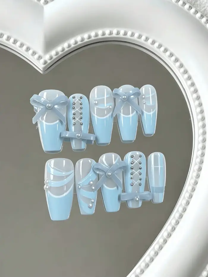 10 faux ongles trapézoïdaux mi-longs