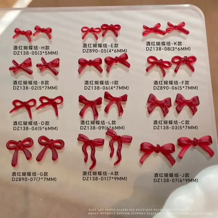 Accessoire de Nail Art avec nœud rouge vin doux