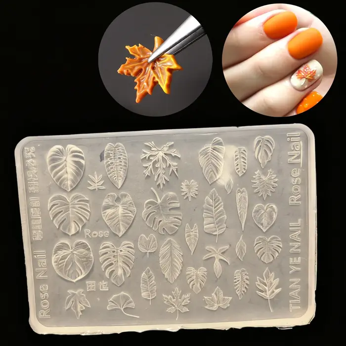 Moule 3D en forme de feuille de Ginkgo et d'érable pour nail art