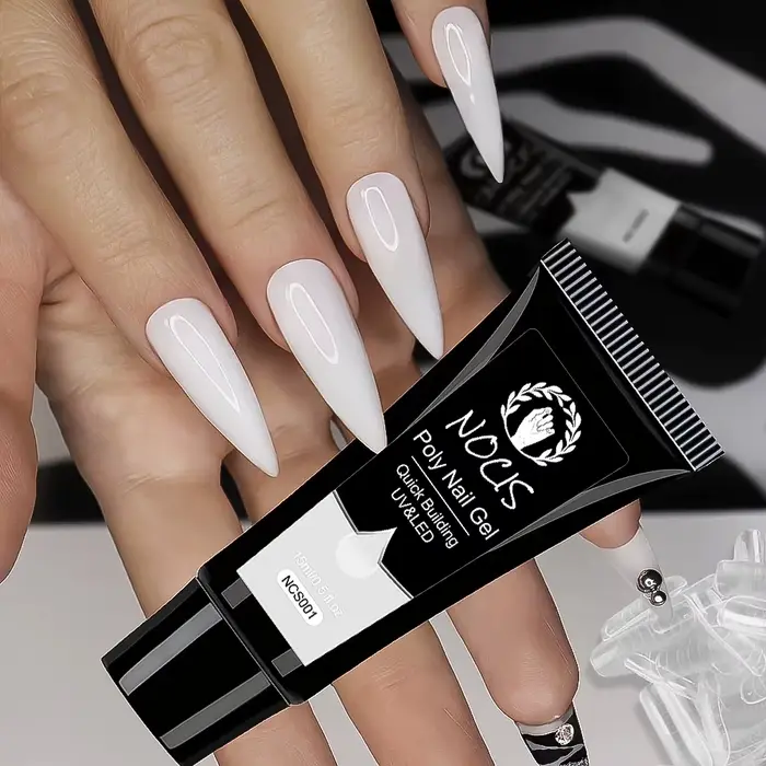 Kit d'extension d'ongles en polygel 4 couleurs NOCIS - Gel de construction résistant et durable avec lampe UV compacte - Obtenez des résultats comme au salon