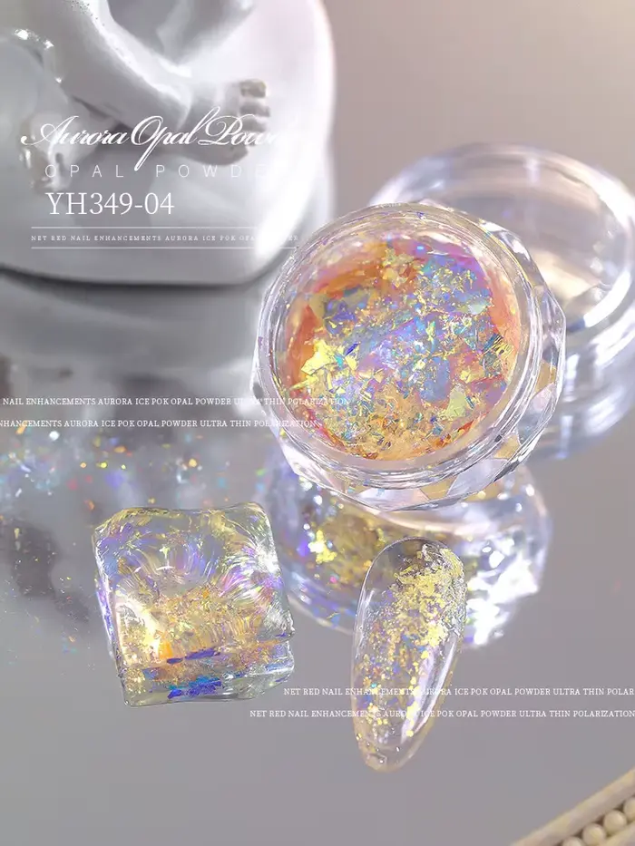 4 pièces rose/bleu/or fantôme Aurora Nail Art rêveur nuage brocart ongles paillettes poudre Super fée