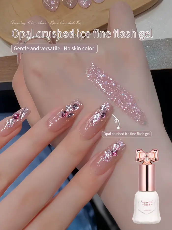 Gel à ongles scintillant effet glace pilée opale 10 ml, vernis à ongles brillant longue durée pour m