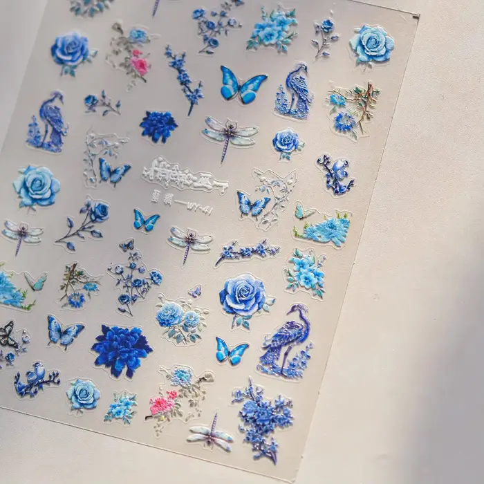 Autocollants pour Nail Art 5D, couronne de cygne princesse, nœud, cadre irrégulier, papillon argenté