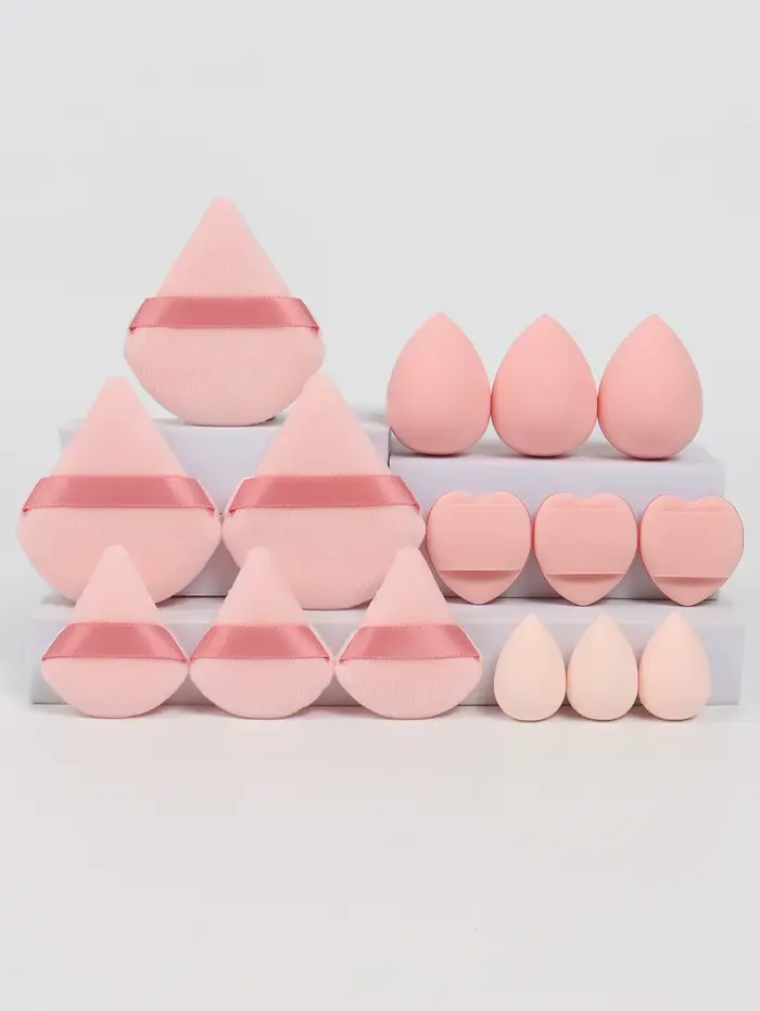 Ensemble de 15 pièces multi-effet, 3 bouffées de poudre libre, 3 mini bouffées de poudre libre, 3 œu