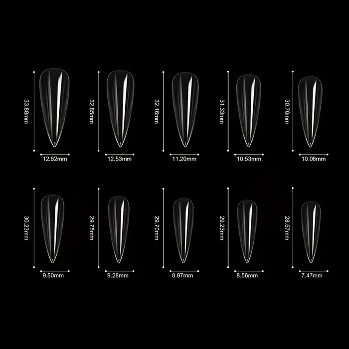 120/240 faux ongles, ongles transparents extra-longs de type stiletto