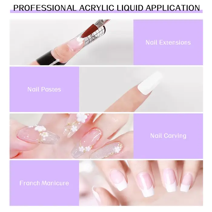 Nail Flowers Monomère - Kit professionnel de système d'ongles en acrylique -120 ml - EMA - Cadeau de Noël festif pour filles - Pas de parfum