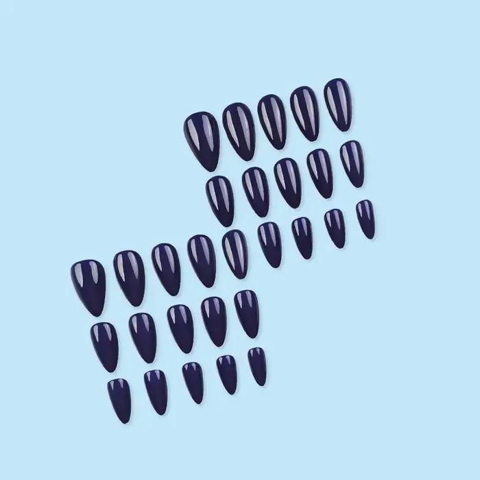 24 pièces faux ongles brillant bleu amande