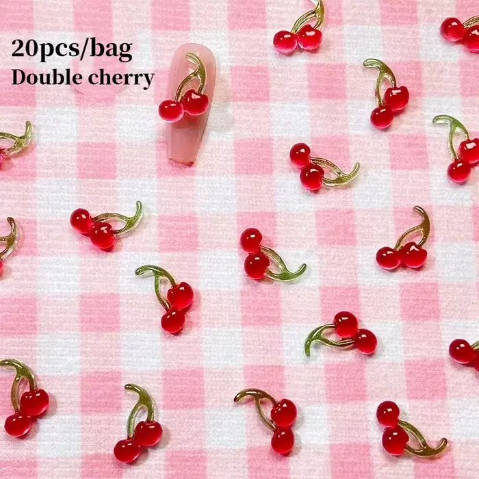 Breloques pour Nail Art, fruits mignons, rouge, rose, fraise, créatif, coloré, résine de fraise, déc