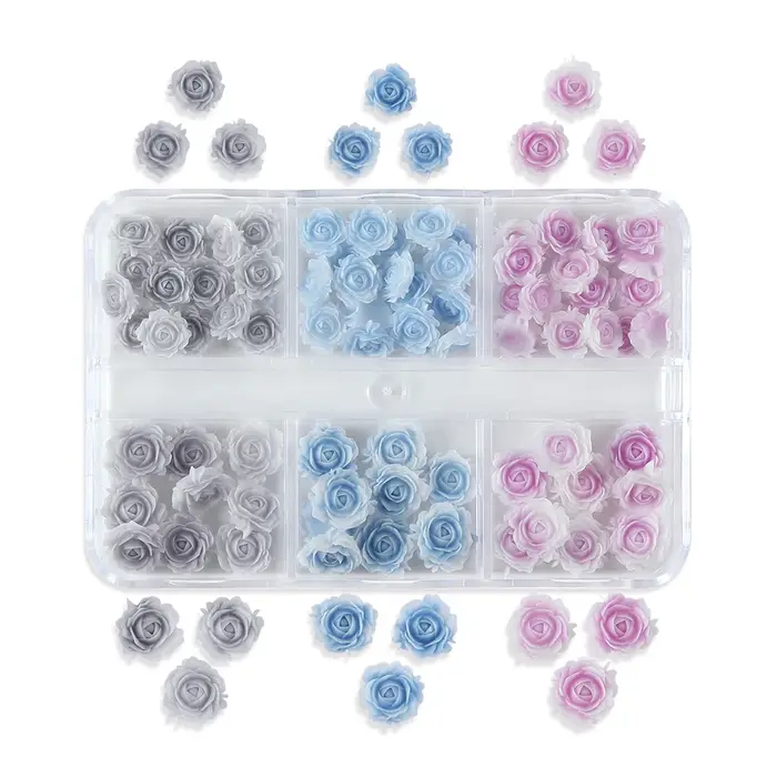 Mélange de fleurs de rose sculptées pour la décoration des ongles