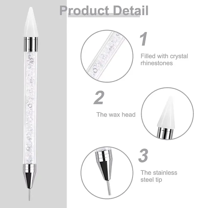 PINCEF-Stylo de pointage en biscuits avec 6 pointes d'avertissement supplémentaires, manucure à extr