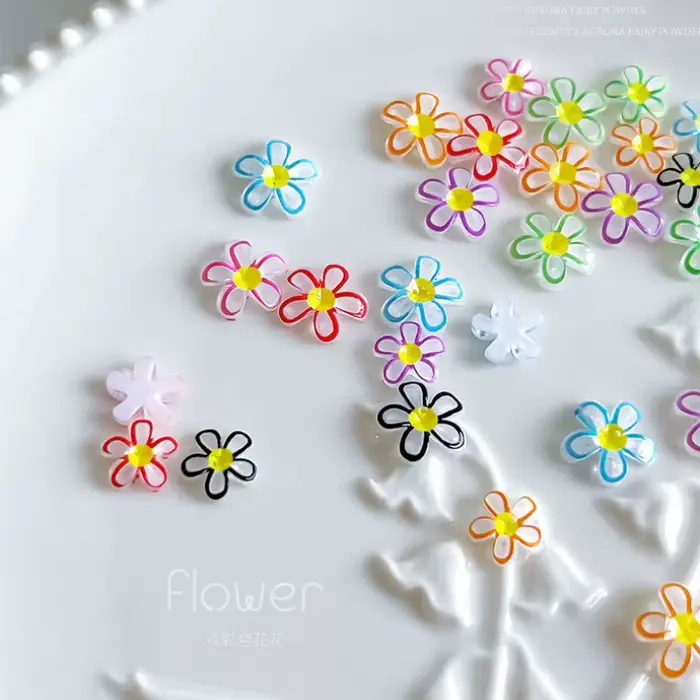 Résine de gelée colorée marguerite tournesol Rose fleur mignon ongles strass Nail Art décorations breloques accessoires outils de manucure