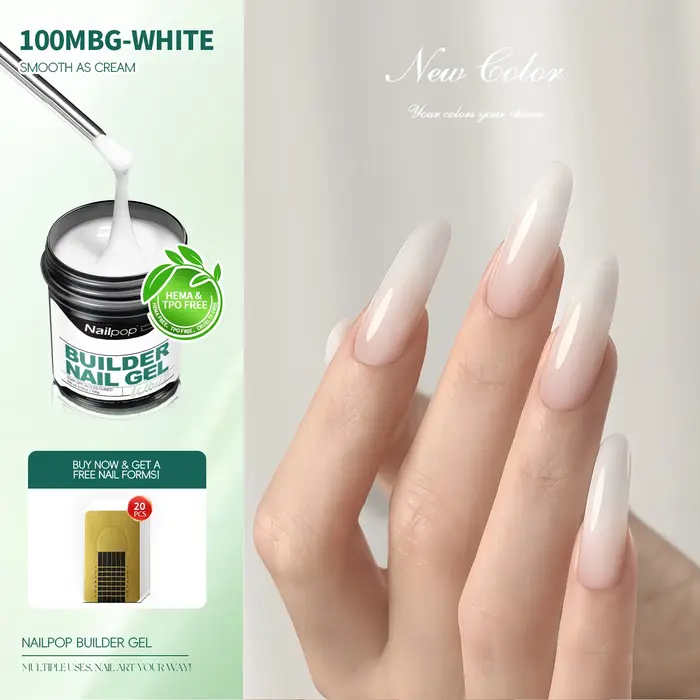 Nailpop 30/100g Gel dur laiteux lisse UV Gel pour ongles pour Extension rapide longue durée tremper le constructeur d'ongles Gel Nail Art manucure