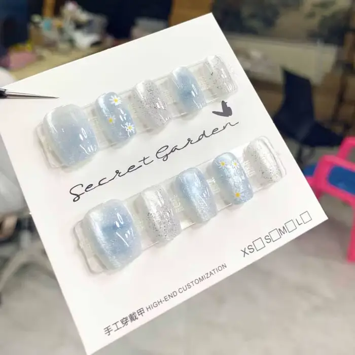 10 pièces femmes filles rêveur queue de poisson méduse nouveau fait à la main oeil de chat presse sur ongles détachable
