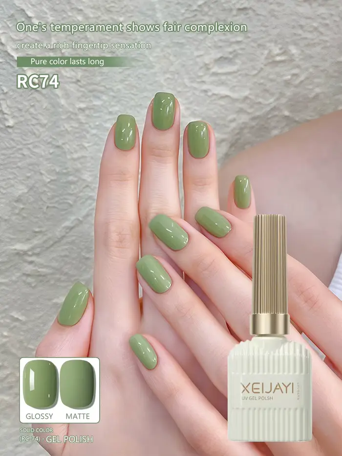 XEIJAYI 1Pc 15ml Vernis à ongles gel vert - Brillance longue durée, gel pour nail art haute saturati