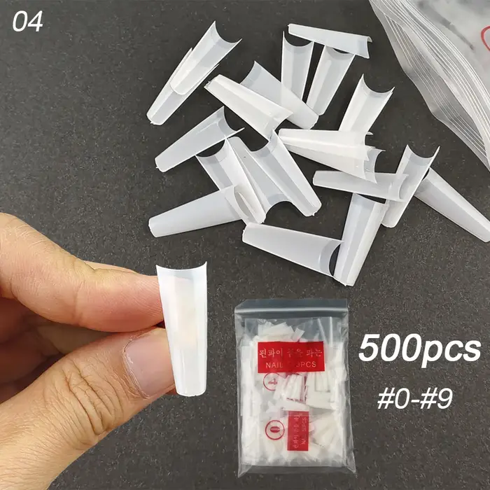 500 faux ongles naturels en forme de cercueil