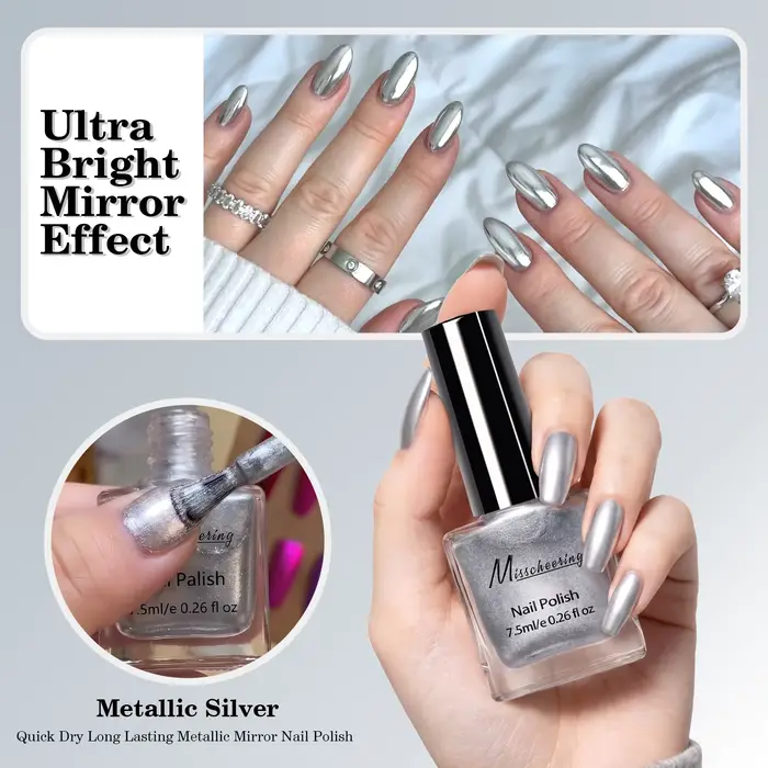 Vernis à ongles argenté métallique 7