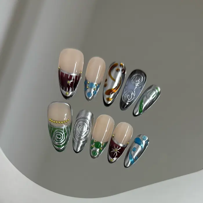 Faux ongles à pression faits à la main Y2k