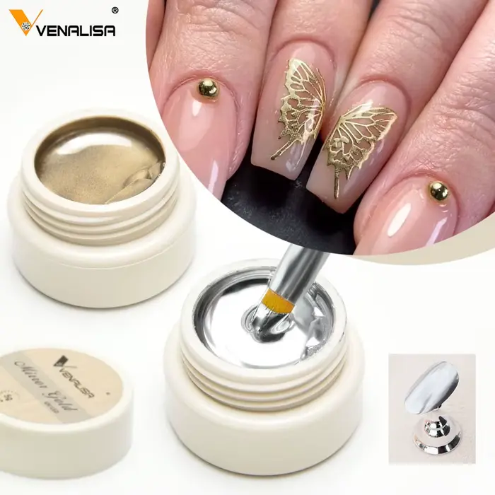 VENALISA métallisé argent miroir couleur or peinture Gel vernis Nail Art GDCOCO tremper UV LED