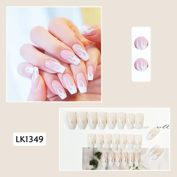 Faux ongles adhésifs français faits à la main pour fille aux épices