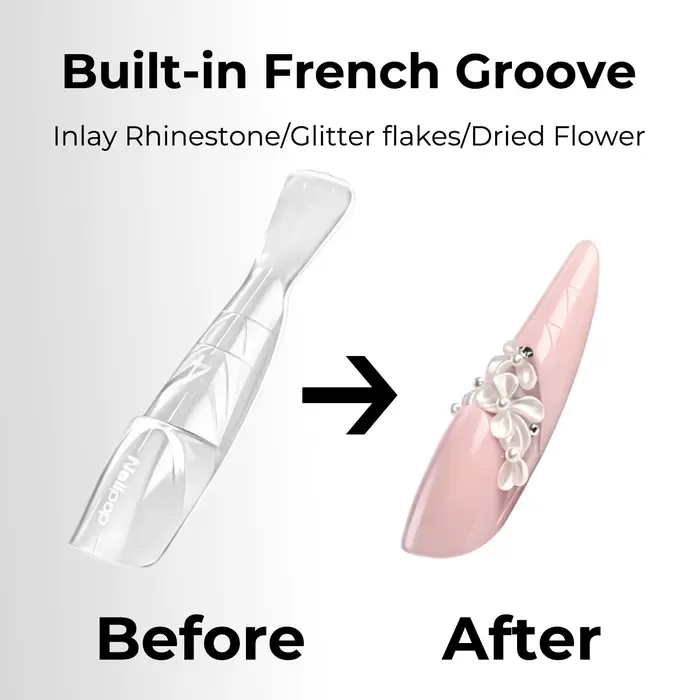 Nailpop 3D Layered French Nail Dual Form Oval Clear 15 Sizes Upgrade Creative Space Layering System One Step