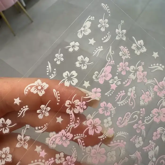 Autocollant pour ongles fleurs d'hibiscus 3D