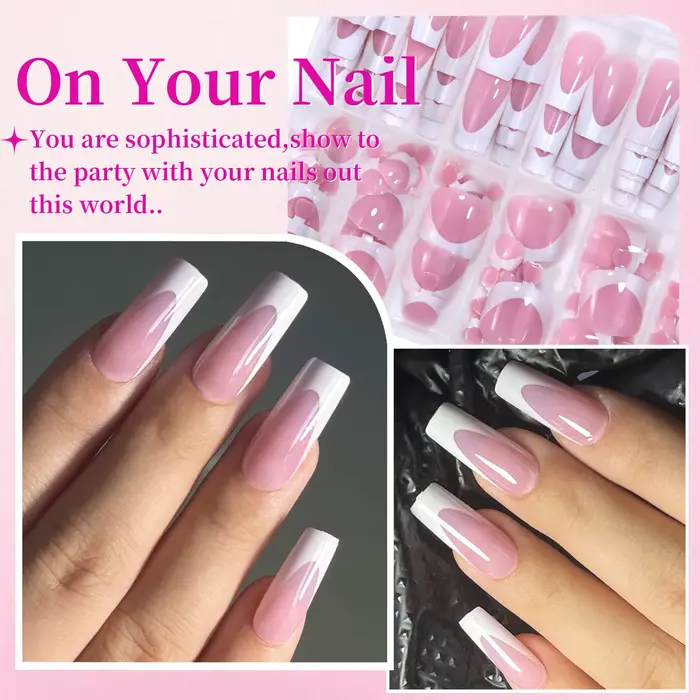 Ensemble d'ongles français pour les mains et les pieds