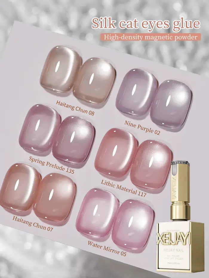1/6 pièces Nail Art Super brillant rose Satin oeil de chat Gel pour ongles magnétique brillant brill