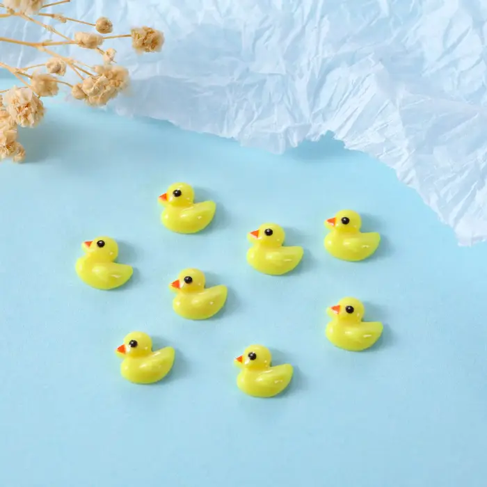 20 pièces de breloques pour ongles en forme de mini-canard jaune