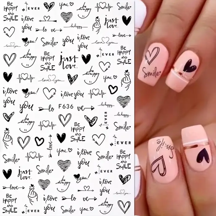 2 autocollants pour ongles sur le thème de la Saint-Valentin F636